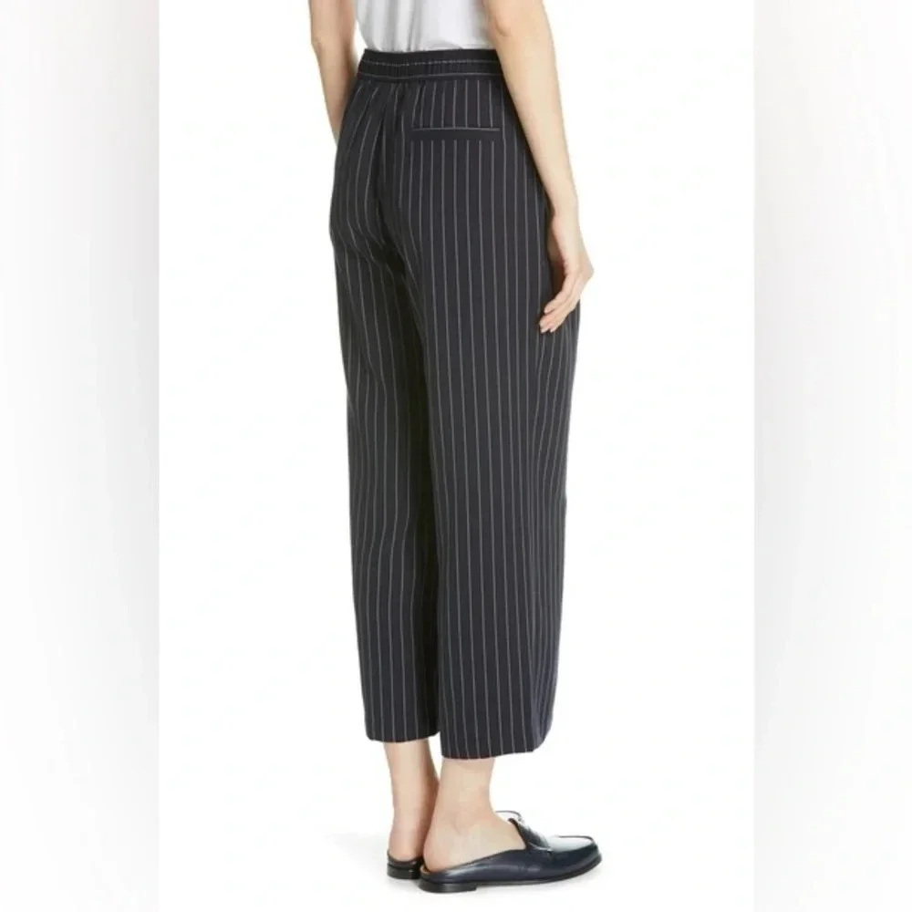 NWOT Eileen Fisher Pinstripe Crop Wide Leg Pant Indigo Casual Women’s Medium - Picture 2 of 13